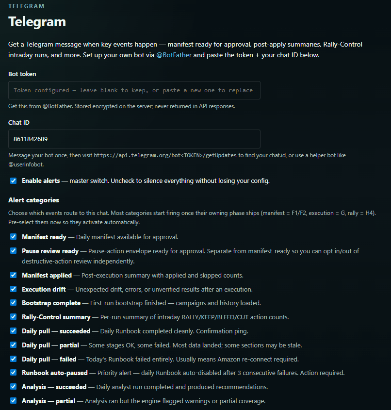AdsPlane — approving a Manifest from Telegram